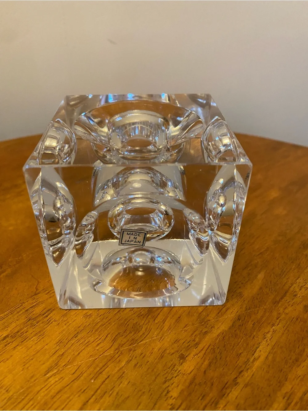 Vintage Japanese Glass Cube Candle Holder